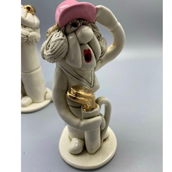 Tweeples World Ceramic Lady Golfer Joe Peck. whimsical Also a whistle. Set of 2 - Picture 4 of 10